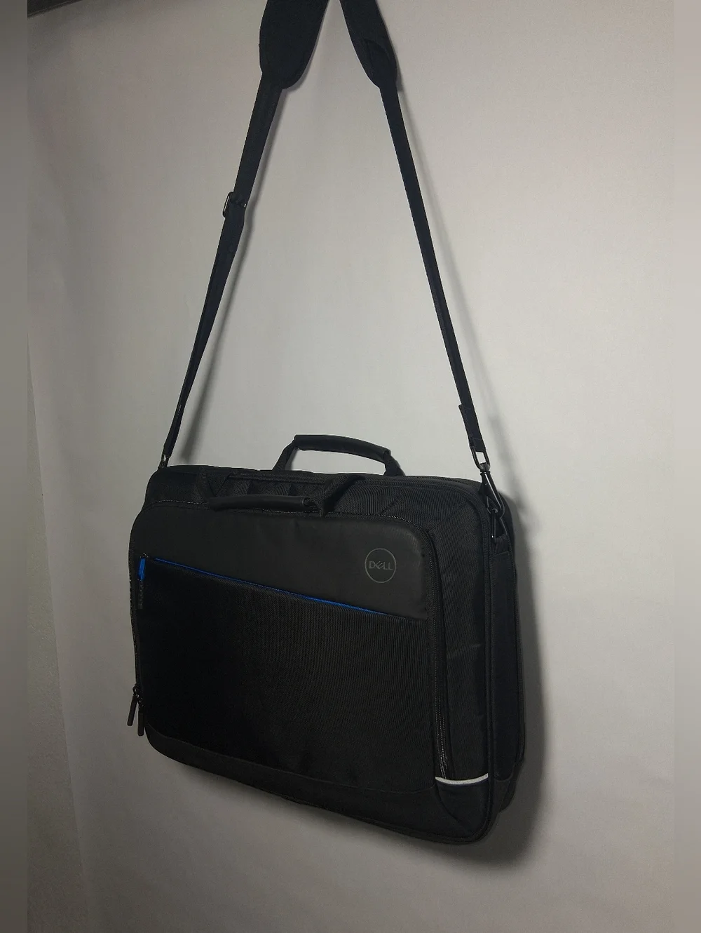 Dell Black Laptop Messenger Bag with Blue Accent